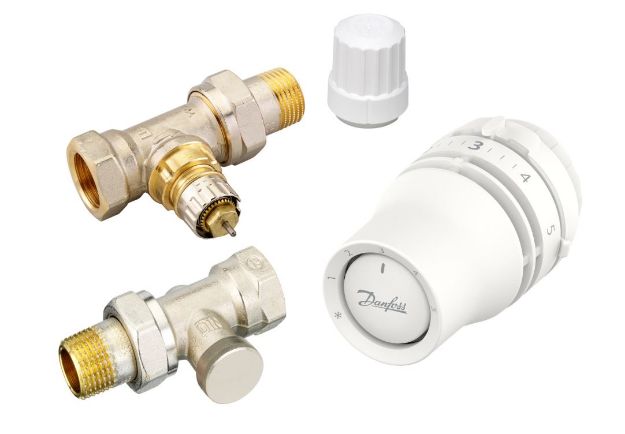 Kép Danfoss termosztatikus radiátorszelep SZETT - egyenes (REDIA-RA click + RA-IN + RLV-S)