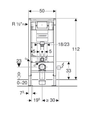 Mutassa a/az Geberit Duofix WC szerelőelem fali WC részére (112cm), elölről működtethető, Omega nyomólaphoz részleteit Kép Geberit Duofix WC szerelőelem fali WC részére (112cm), elölről működtethető, Omega nyomólaphoz