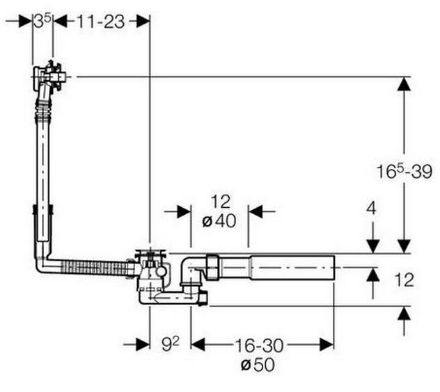 Mutassa a/az Geberit fürdőkád le és túlfolyó garnitúra, automata (150520) részleteit Kép Geberit fürdőkád le és túlfolyó garnitúra, automata (150520)