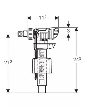 Mutassa a/az Geberit Unifill töltőszelep részleteit Kép Geberit Unifill töltőszelep