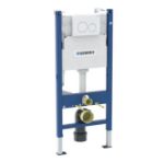 Kép Geberit Duofix fali WC-szerelőelem, 112cm, Delta 12 cm-es falsík alatti öblítőtartállyal, Delta20 fehér színű működtetőlappal
