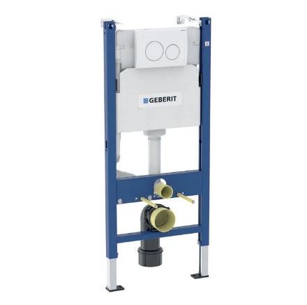 Mutassa a/az Geberit Duofix fali WC-szerelőelem, 112cm, Delta 12 cm-es falsík alatti öblítőtartállyal, Delta20 fehér színű működtetőlappal részleteit Kép Geberit Duofix fali WC-szerelőelem, 112cm, Delta 12 cm-es falsík alatti öblítőtartállyal, Delta20 fehér színű működtetőlappal