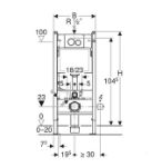 Kép Geberit Duofix fali WC-szerelőelem, 112cm, Delta 12 cm-es falsík alatti öblítőtartállyal, Delta20 fehér színű működtetőlappal