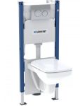 Kép Geberit Duofix Basic szerelőelem, Selnova Square Rimfree fali WC, lecsapadódásgátlós ülőkével