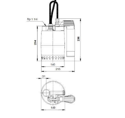 Mutassa a/az Grundfos Unilift KP 150-M1 szennyezettvíz-szivattyú részleteit Kép Grundfos Unilift KP 150-M1 szennyezettvíz-szivattyú