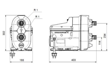 Mutassa a/az Grundfos SCALA2 3-45 kompakt nyomásfokozó szivattyú 93013252 részleteit Kép Grundfos SCALA2 3-45 kompakt nyomásfokozó szivattyú 93013252