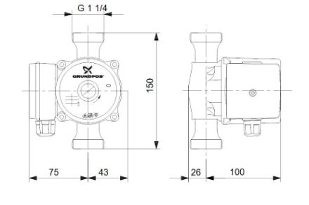 Mutassa a/az Grundfos UPS 25-80 N HMV cirkulációs szivattyú részleteit Kép Grundfos UPS 25-80 N HMV cirkulációs szivattyú