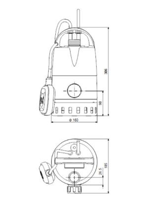Mutassa a/az Grundfos Unilift CC 7-A1 szennyezettvíz szivattyú részleteit Kép Grundfos Unilift CC 7-A1 szennyezettvíz szivattyú