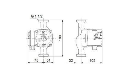 Mutassa a/az Grundfos UPS 25-40 N HMV cirkulációs szivattyú részleteit Kép Grundfos UPS 25-40 N HMV cirkulációs szivattyú