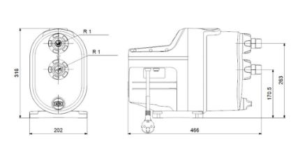 Mutassa a/az Grundfos SCALA1 3-45 kompakt nyomásfokozó szivattyú részleteit Kép Grundfos SCALA1 3-45 kompakt nyomásfokozó szivattyú
