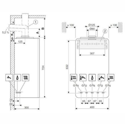 Mutassa a/az Bosch Condens GC2300iW 24 P 23 kondenzációs fűtő falikazán részleteit Kép Bosch Condens GC2300iW 24 P 23 kondenzációs fűtő falikazán