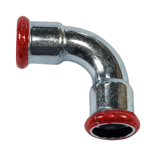 Kép Szénacél 22mm B-B 90° könyök