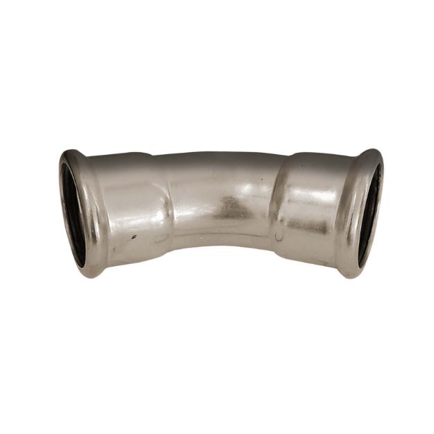 Kép Bänninger 15mm 45°-os BB könyök, INOX (rozsdamentes), SS 304, Hőszivattyús és fűtési rendszerekhez