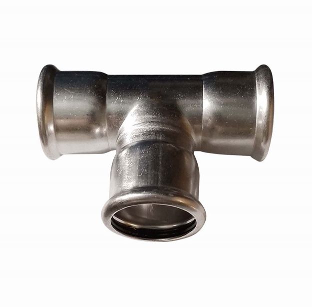 Kép Bänninger 22mm T-idom, INOX (rozsdamentes), SS 304, Hőszivattyús és fűtési rendszerekhez