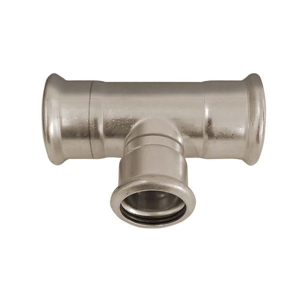Kép Bänninger 89mm*76.1mm*89mm szűkített T-idom, INOX (rozsdamentes), SS 304, Hőszivattyús és fűtési rendszerekhez