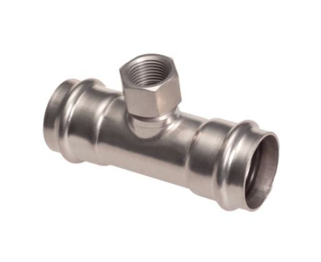 Kép Bänninger 35mm*1/2"BM T-idom, INOX (rozsdamentes), SS 304, Hőszivattyús és fűtési rendszerekhez
