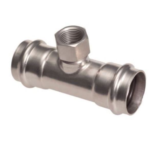 Kép Bänninger 42mm*1/2"BM T-idom, INOX (rozsdamentes), SS 304, Hőszivattyús és fűtési rendszerekhez