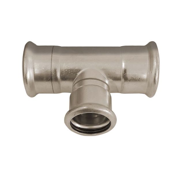 Kép Bänninger 108mm*76mm*108mm szűkített T-idom, INOX (rozsdamentes), SS 304, Hőszivattyús és fűtési rendszerekhez