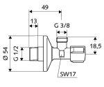 Kép Schell Comfort sarokszelep 1/2"-3/8"