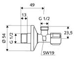 Kép Schell Comfort sarokszelep 1/2"-1/2"