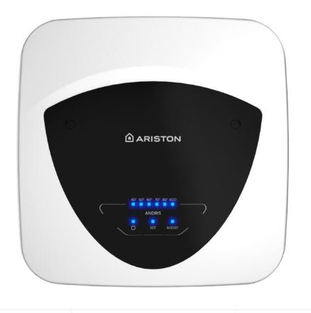 Mutassa a/az Ariston ANDRIS ELITE 30/5 EU, 30 l-es villanybojler, mosogató fölé szerelhető, titánium bevonat, LCD kijelző részleteit Kép Ariston ANDRIS ELITE 30/5 EU, 30 l-es villanybojler, mosogató fölé szerelhető, titánium bevonat, LCD kijelző