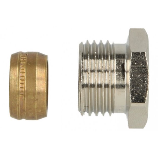 Kép Heimeier 1/2˝ * 15mm rézcső csatlakozó, belsőmenetes szelepekhez, nikkelezett