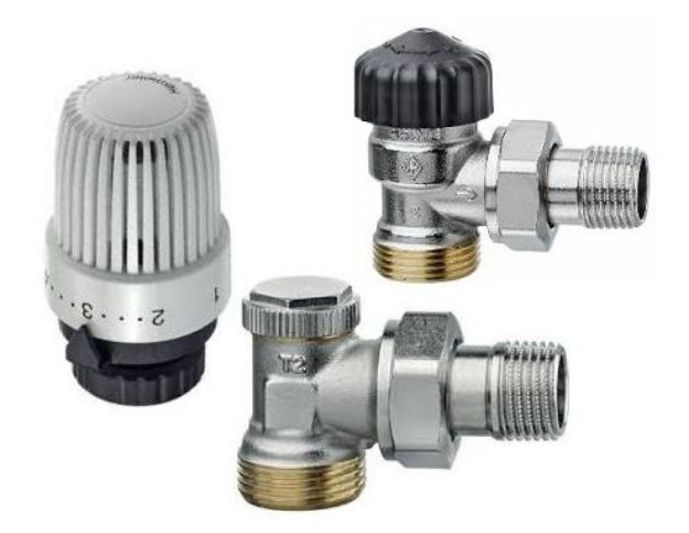 Kép Heimeier Termosztatikus radiátorszelep SZETT G3/4˝ - sarok (Calypso + Regutec + ˝S˝ fej)