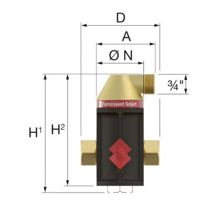 Mutassa a/az D22 Flamcovent Smart légleválasztó 30002 részleteit Kép D22 Flamcovent Smart légleválasztó 30002