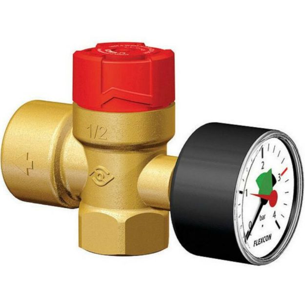 Kép Flamco Flopressmano 1/2˝ * 3,0 bar bizt.szelep + nyomásmérő (fűtés) 27092