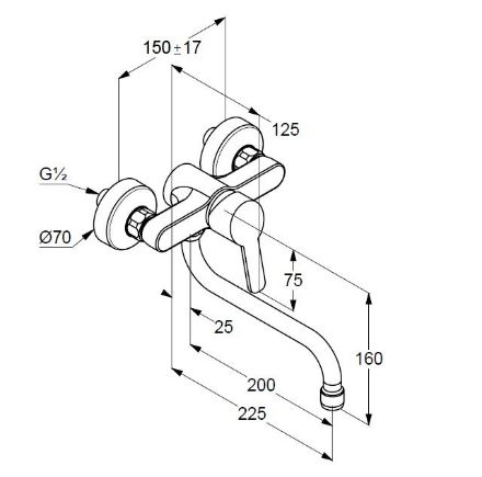 Mutassa a/az Kludi LOGO NEO Mosogató csaptelep fali (379240575) részleteit Kép Kludi LOGO NEO Mosogató csaptelep fali (379240575)