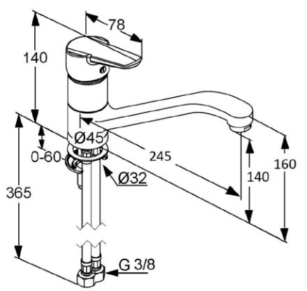 Mutassa a/az Kludi D-VISE egykaros álló mosogató csaptelep 379550590 részleteit Kép Kludi D-VISE egykaros álló mosogató csaptelep 379550590