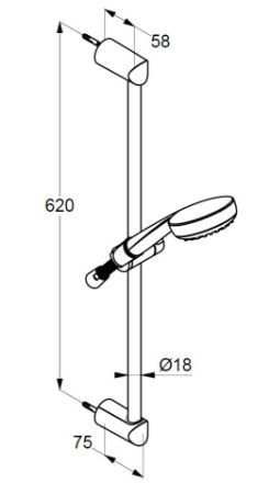 Mutassa a/az Kludi Logo zuhanyszett kádhoz 1S 600mm, króm 6816005-00 részleteit Kép Kludi Logo zuhanyszett kádhoz 1S 600mm, króm 6816005-00