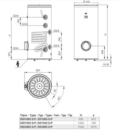 Mutassa a/az Hajdu (új) IDE-200 S ErP indirekt tároló, álló, villamos pótfűtéssel, egy hőcserélővel (2142433212) részleteit Kép Hajdu (új) IDE-200 S ErP indirekt tároló, álló, villamos pótfűtéssel, egy hőcserélővel (2142433212)