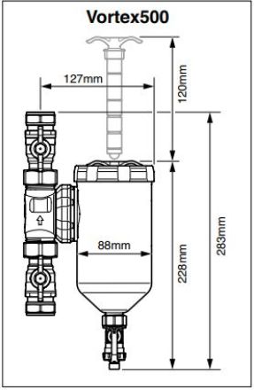 Mutassa a/az Sentinel Vortex 500 mágneses iszapleválasztó 1" csatlakozással részleteit Kép Sentinel Vortex 500 mágneses iszapleválasztó 1" csatlakozással