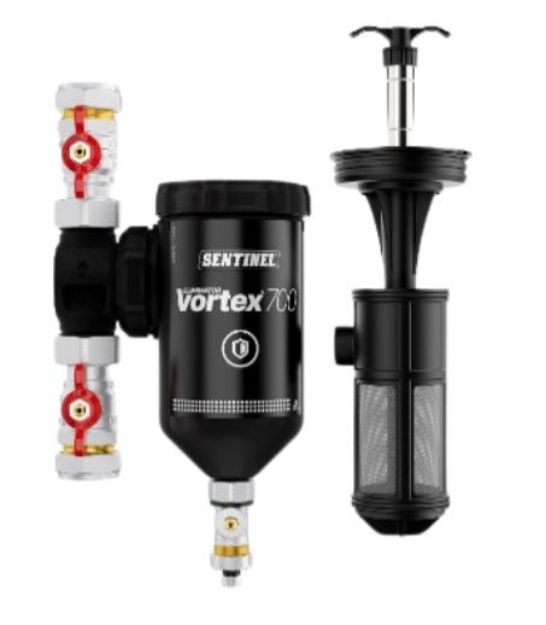Kép Sentinel Vortex 700 1" mágneses iszapleválasztó mechanikus szűrővel hőszivattyús rendszerhez