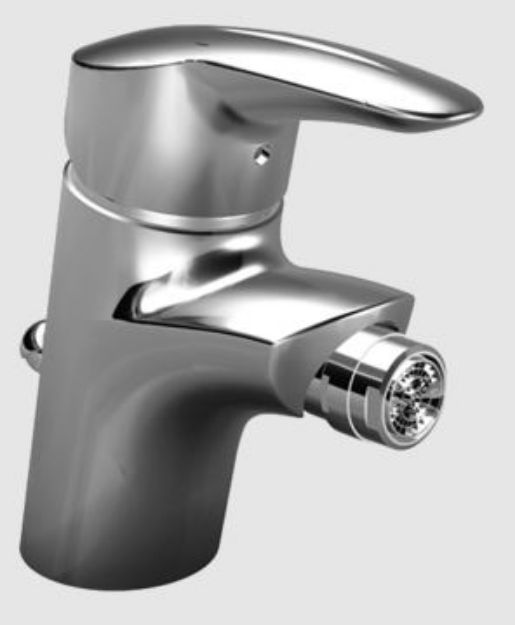 Kép HANSASIGNA egykaros bidé csaptelep automata leeresztővel (kinyúlás: 114 mm, ECO-funkció forrázásgátlóval, flexibilis bekötőcsővel)