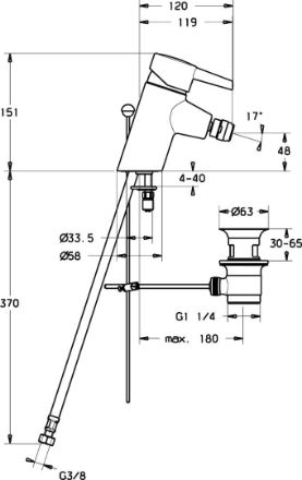 Mutassa a/az HANSAPINTO egykaros bidé csaptelep automata leeresztővel (kinyúlás: 114 mm, ECO-funkció forrázásgátlóval) részleteit Kép HANSAPINTO egykaros bidé csaptelep automata leeresztővel (kinyúlás: 114 mm, ECO-funkció forrázásgátlóval)