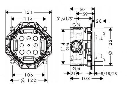 Mutassa a/az Hansgrohe iBox universal alaptest részleteit Kép Hansgrohe iBox universal alaptest