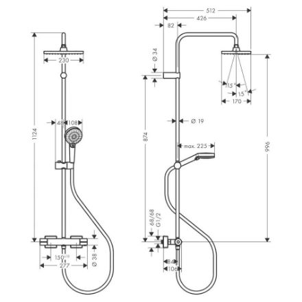 Mutassa a/az Hansgrohe Vernis Shape Showerpipe 230, 1 jet, termosztátos zuhanyrendszer matt fekete részleteit Kép Hansgrohe Vernis Shape Showerpipe 230, 1 jet, termosztátos zuhanyrendszer matt fekete