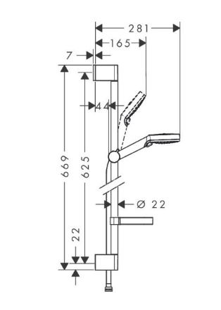 Mutassa a/az Hansgrohe Crometta Zuhanyszett Vario 65 cm-es zuhanyrúddal és szappantartóval részleteit Kép Hansgrohe Crometta Zuhanyszett Vario 65 cm-es zuhanyrúddal és szappantartóval
