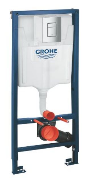 Kép Grohe Rapid SL set 3 v 1 fali WC szerelőelem fényes króm nyomólappal, + falhoz rögzítő készlet