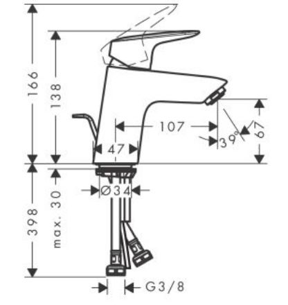 Mutassa a/az Hansgrohe Logis 70 egykaros mosdócsaptelep + leeresztő részleteit Kép Hansgrohe Logis 70 egykaros mosdócsaptelep + leeresztő