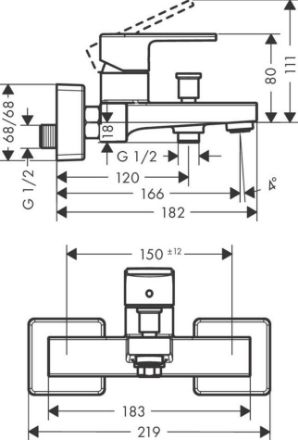 Mutassa a/az Hansgrohe Vernis Shape egykaros kádcsaptelep falsíkon kívüli szereléshez, matt fekete részleteit Kép Hansgrohe Vernis Shape egykaros kádcsaptelep falsíkon kívüli szereléshez, matt fekete