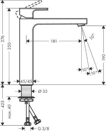Mutassa a/az Hansgrohe Vernis Shape egykaros mosdócsaptelep 190, lefolyógarnitúra nélkül részleteit Kép Hansgrohe Vernis Shape egykaros mosdócsaptelep 190, lefolyógarnitúra nélkül