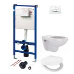 Kép LIV fali WC SZETT (LIV-FIX 9012 (333006) szerelőelem + Selenite-Eco fehér nyomólap + Sydney perem nélküli fali WC (9100901726) + Capella WC ülőke