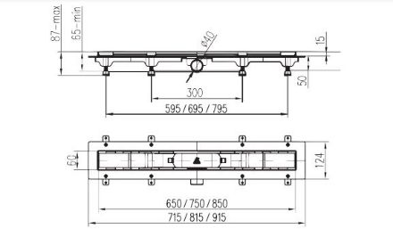 Mutassa a/az LIV 850mm Linear zuhanyfolyóka, fekete részleteit Kép LIV 850mm Linear zuhanyfolyóka, fekete