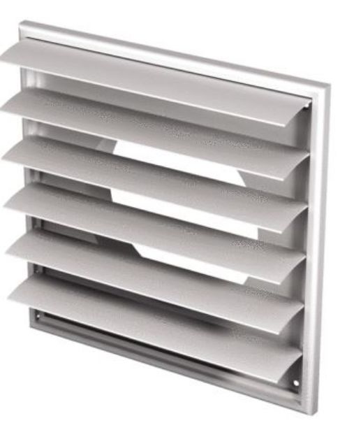 Kép Vents MV 250/150 VJ műanyag szellőzőrács 250×250 D150 csőcsatlakozóval, gravitációs zsaluval szerelve