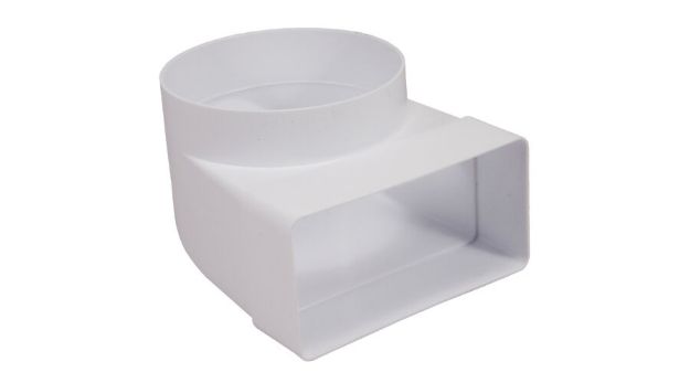 Kép Vents 521 átalakító 55 x 110 - D100/90° könyök, cső-laposcsatorna (rövid csonk)