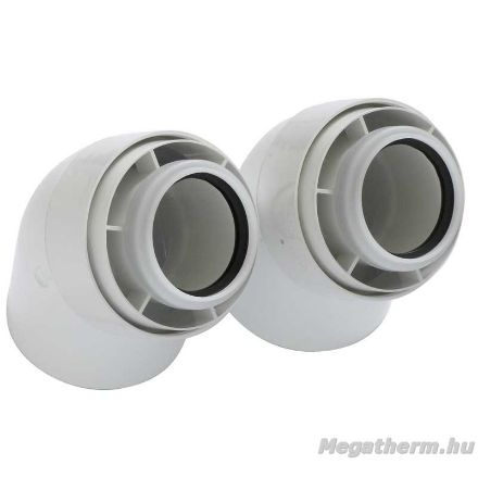 Mutassa a/az Tricox PAKÖ502C 45° könyök idom szett PPs/Alu 60/100mm részleteit Kép Tricox PAKÖ502C 45° könyök idom szett PPs/Alu 60/100mm