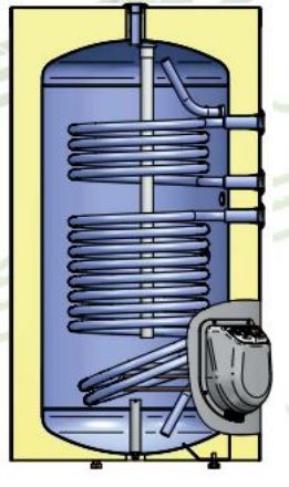 Mutassa a/az Heizer BSFVI 502 9KW, 500 L-es álló indirekt tároló, két hőcserélővel, fix szigeteléssel, 9KW fűtőbetéttel részleteit Kép Heizer BSFVI 502 9KW, 500 L-es álló indirekt tároló, két hőcserélővel, fix szigeteléssel, 9KW fűtőbetéttel